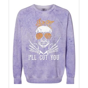 Skull Leopard Hairdresser Ill Cut You Halloween Colorblast Crewneck Sweatshirt