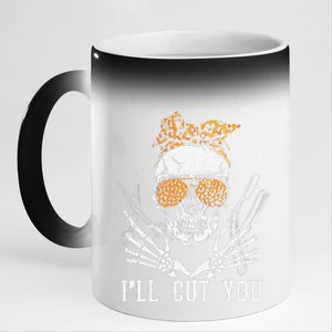 Skull Leopard Hairdresser Ill Cut You Halloween 11oz Black Color Changing Mug