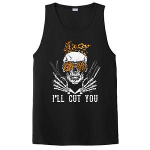 Skull Leopard Hairdresser Ill Cut You Halloween PosiCharge Competitor Tank