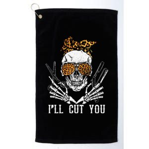 Skull Leopard Hairdresser Ill Cut You Halloween Platinum Collection Golf Towel