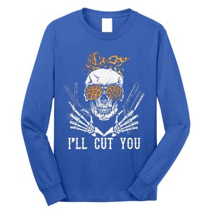 Skull Leopard Hairdresser Ill Cut You Halloween Long Sleeve Shirt