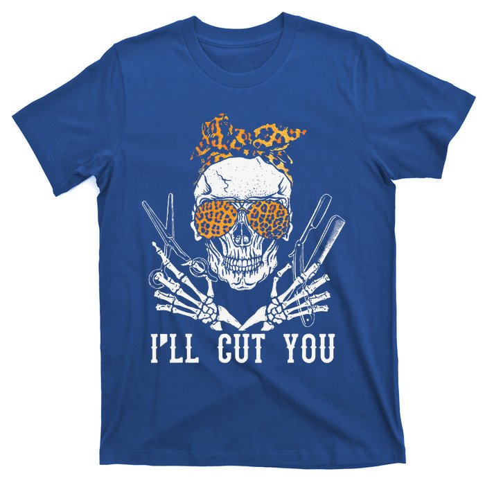 Skull Leopard Hairdresser Ill Cut You Halloween T-Shirt