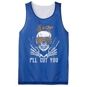 Skull Leopard Hairdresser Ill Cut You Halloween Mesh Reversible Basketball Jersey Tank