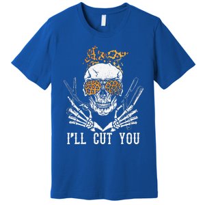 Skull Leopard Hairdresser Ill Cut You Halloween Premium T-Shirt