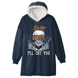 Skull Leopard Hairdresser Ill Cut You Halloween Hooded Wearable Blanket