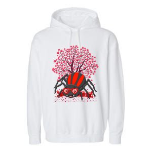 Spider Lover Heart Tree Love Spider Valentine's Day Cute Gift Garment-Dyed Fleece Hoodie