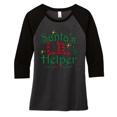 Santa’S Lil Helper Women's Tri-Blend 3/4-Sleeve Raglan Shirt