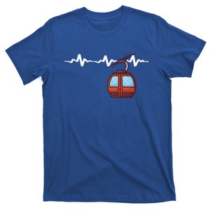 Ski Lift Heartbeat Design Skier Skiing Gift T-Shirt