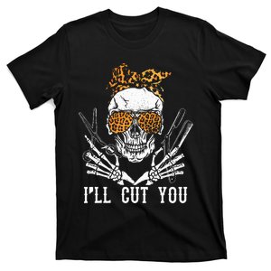 Skull Leopard Hairdresser Ill Cut You Halloween T-Shirt