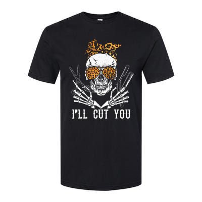 Skull Leopard Hairdresser Ill Cut You Halloween Softstyle® CVC T-Shirt