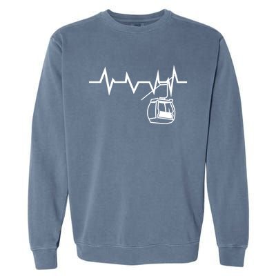 Ski Lift Heartbeat Design Skier Skiing Gift Garment-Dyed Sweatshirt