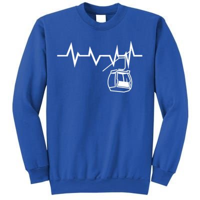 Ski Lift Heartbeat Design Skier Skiing Gift Sweatshirt