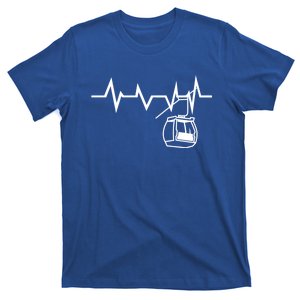 Ski Lift Heartbeat Design Skier Skiing Gift T-Shirt