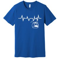 Ski Lift Heartbeat Design Skier Skiing Gift Premium T-Shirt