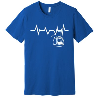 Ski Lift Heartbeat Design Skier Skiing Gift Premium T-Shirt