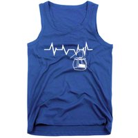 Ski Lift Heartbeat Design Skier Skiing Gift Tank Top