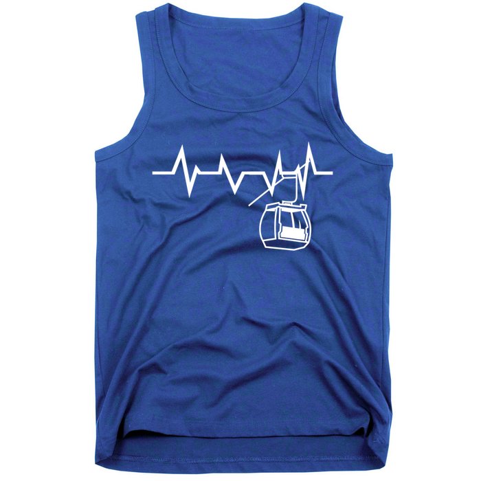 Ski Lift Heartbeat Design Skier Skiing Gift Tank Top