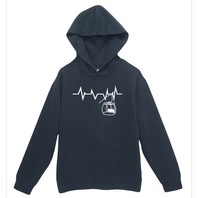 Ski Lift Heartbeat Design Skier Skiing Gift Urban Pullover Hoodie