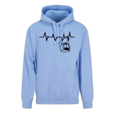 Ski Lift Heartbeat Design Skier Skiing Gift Unisex Surf Hoodie