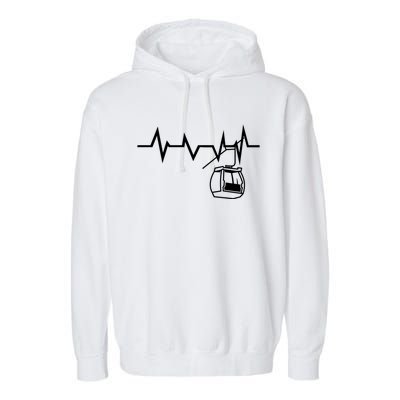 Ski Lift Heartbeat Design Skier Skiing Gift Garment-Dyed Fleece Hoodie