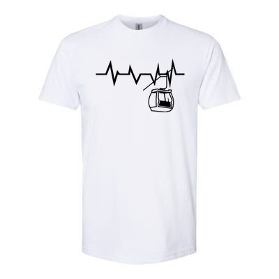 Ski Lift Heartbeat Design Skier Skiing Gift Softstyle CVC T-Shirt