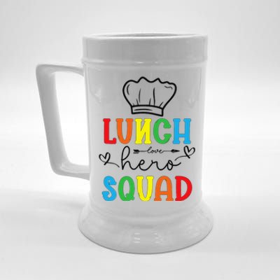 School Lunch Hero Squad Funny Cafeteria Workers Crew Lady Beer Stein