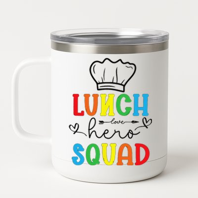 School Lunch Hero Squad Funny Cafeteria Workers Crew Lady 12 oz Stainless Steel Tumbler Cup