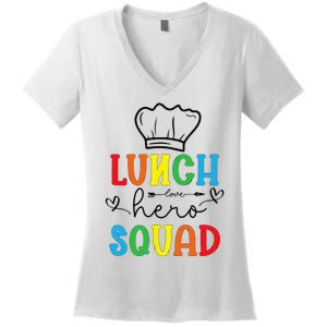 School Lunch Hero Squad Funny Cafeteria Workers Crew Lady Women's V-Neck T-Shirt