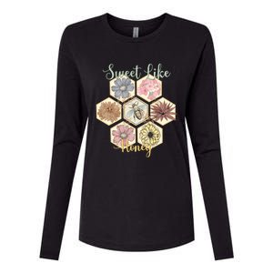 Sweet Like Honey Floral Bee Retro Womens Cotton Relaxed Long Sleeve T-Shirt