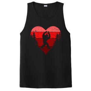 Sasquatch Love Heart Hand Retro Valentines Day Bigfoot PosiCharge Competitor Tank