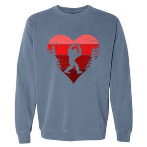 Sasquatch Love Heart Hand Retro Valentines Day Bigfoot Garment-Dyed Sweatshirt