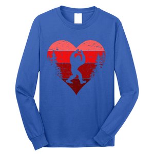 Sasquatch Love Heart Hand Retro Valentines Day Bigfoot Long Sleeve Shirt