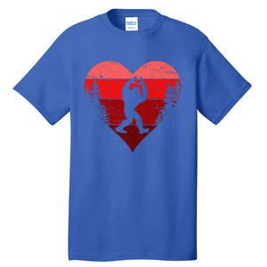 Sasquatch Love Heart Hand Retro Valentines Day Bigfoot Tall T-Shirt