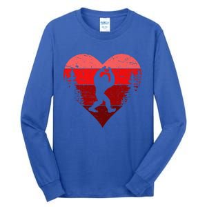 Sasquatch Love Heart Hand Retro Valentines Day Bigfoot Tall Long Sleeve T-Shirt