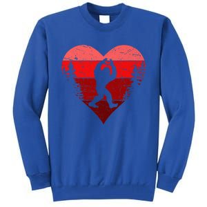 Sasquatch Love Heart Hand Retro Valentines Day Bigfoot Tall Sweatshirt