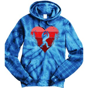 Sasquatch Love Heart Hand Retro Valentines Day Bigfoot Tie Dye Hoodie