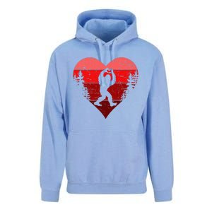 Sasquatch Love Heart Hand Retro Valentines Day Bigfoot Unisex Surf Hoodie