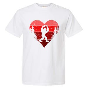 Sasquatch Love Heart Hand Retro Valentines Day Bigfoot Garment-Dyed Heavyweight T-Shirt