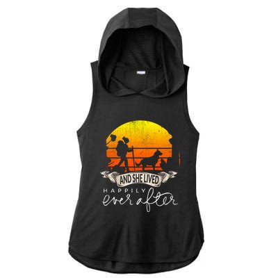 She Lived Happily Ever After Camping Hiking Dog Lover Gift Ladies PosiCharge Tri-Blend Wicking Draft Hoodie Tank