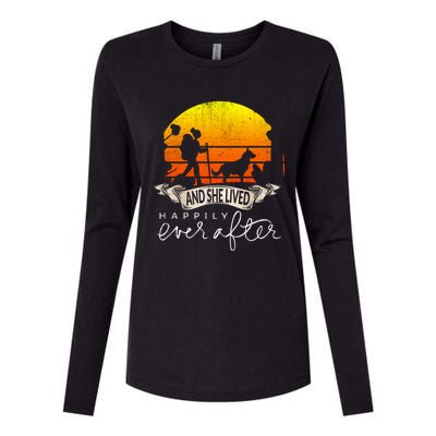 She Lived Happily Ever After Camping Hiking Dog Lover Gift Womens Cotton Relaxed Long Sleeve T-Shirt