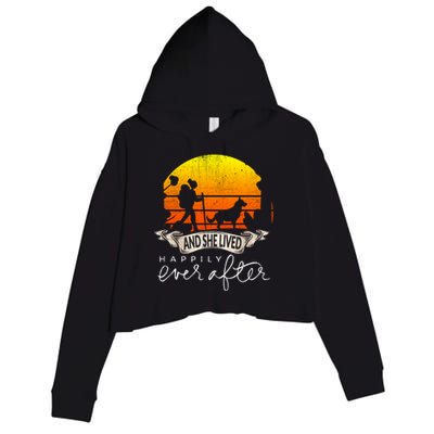 She Lived Happily Ever After Camping Hiking Dog Lover Gift Crop Fleece Hoodie