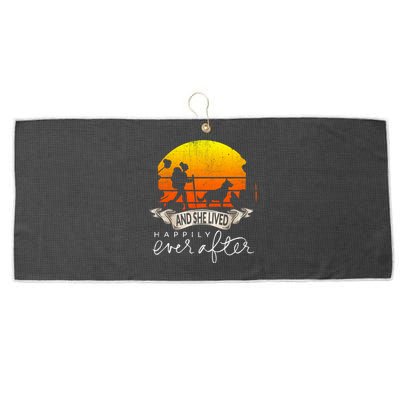 She Lived Happily Ever After Camping Hiking Dog Lover Gift Large Microfiber Waffle Golf Towel