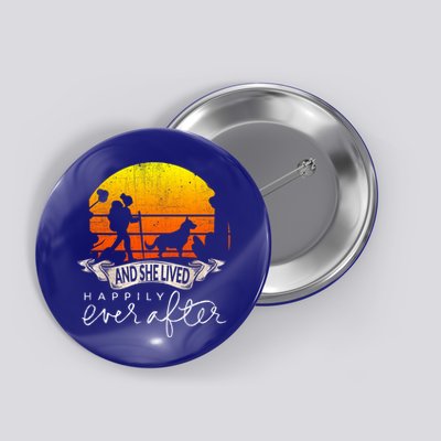 She Lived Happily Ever After Camping Hiking Dog Lover Gift Button