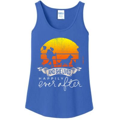 She Lived Happily Ever After Camping Hiking Dog Lover Gift Ladies Essential Tank