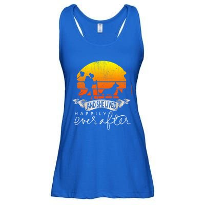 She Lived Happily Ever After Camping Hiking Dog Lover Gift Ladies Essential Flowy Tank