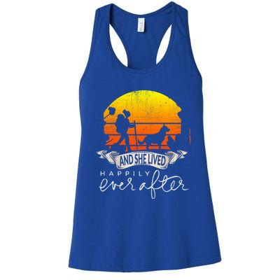 She Lived Happily Ever After Camping Hiking Dog Lover Gift Women's Racerback Tank