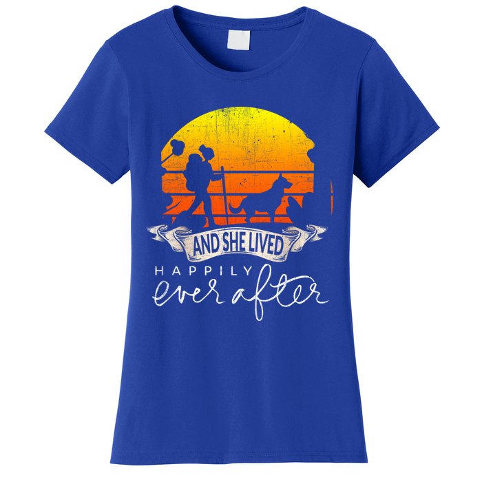 She Lived Happily Ever After Camping Hiking Dog Lover Gift Women's T-Shirt