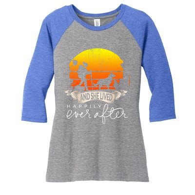 She Lived Happily Ever After Camping Hiking Dog Lover Gift Women's Tri-Blend 3/4-Sleeve Raglan Shirt