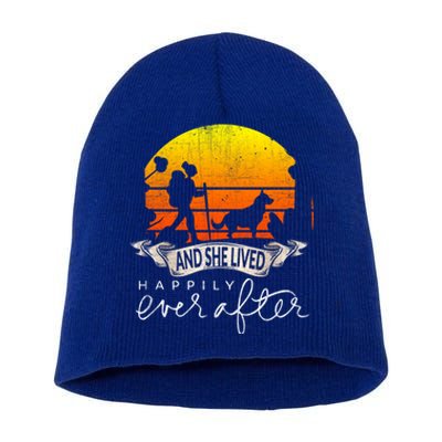 She Lived Happily Ever After Camping Hiking Dog Lover Gift Short Acrylic Beanie