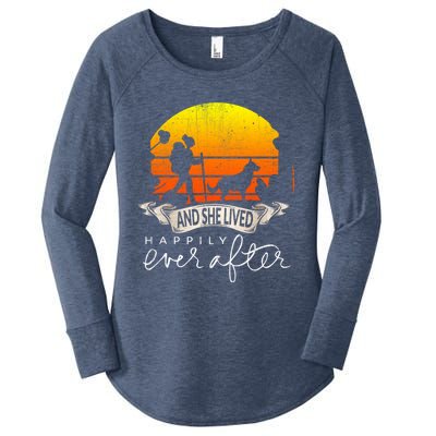 She Lived Happily Ever After Camping Hiking Dog Lover Gift Women's Perfect Tri Tunic Long Sleeve Shirt